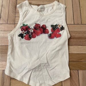 Strawberry cherry graphic open back tank top